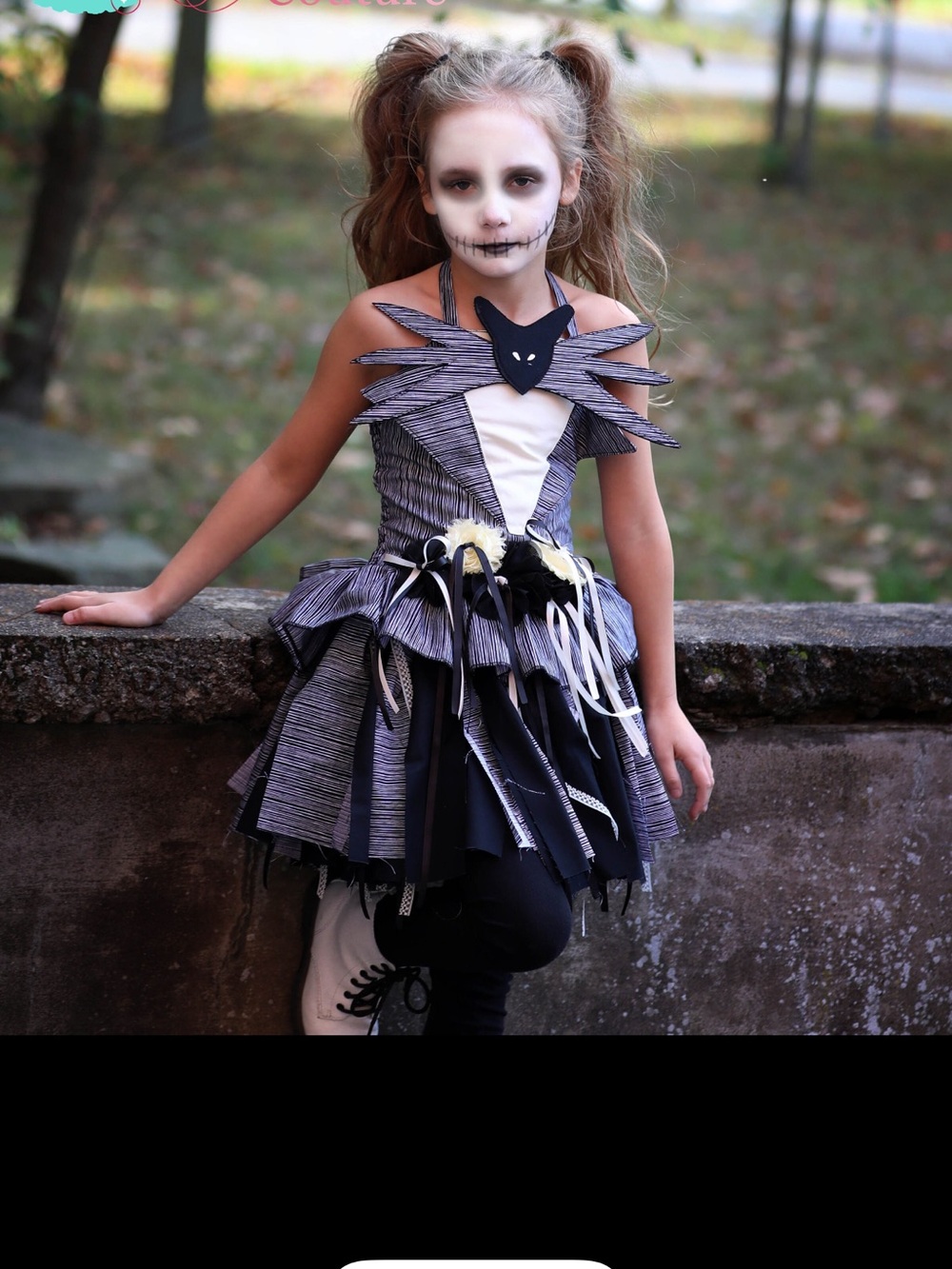 Girls Halloween Haunted Cat Tutu Dress - Black & Gray